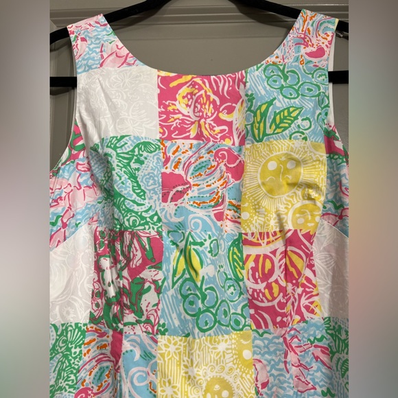 Lilly Pulitzer Delia Multi State Patchwork Lace-up Shift Dress Size 4 - Picture 3 of 8
